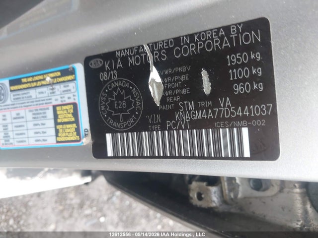 Продаж на аукціоні авто 2013 Kia Optima Lx/lx+, vin: KNAGM4A77D5441037, номер лоту: 12612556