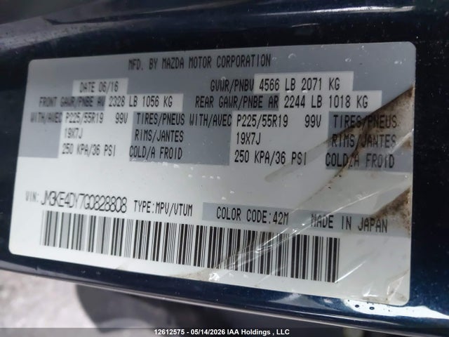 Aukcja sprzedaży 2016 Mazda Cx-5 Gt, vin: JM3KE4DY7G0828808, numer aukcji: 12612575