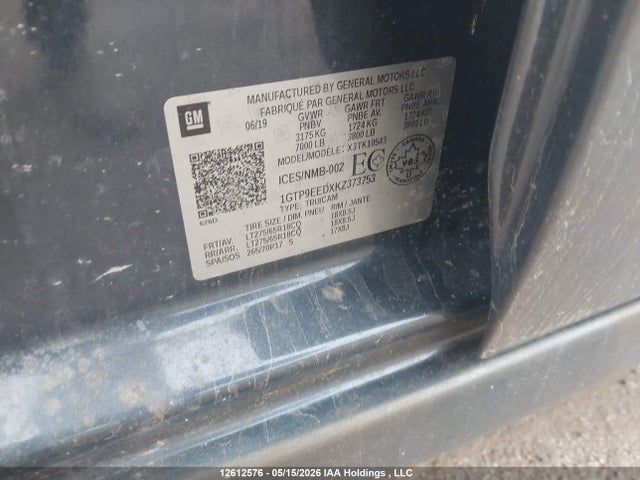 Aukcja sprzedaży 2019 Gmc Sierra K1500 At4, vin: 1GTP9EEDXKZ373753, numer aukcji: 12612576