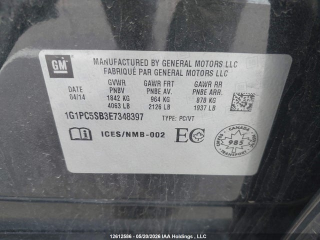 Продажа на аукционе авто 2014 Chevrolet Cruze 1lt, vin: 1G1PC5SB3E7348397, номер лота: 12612586