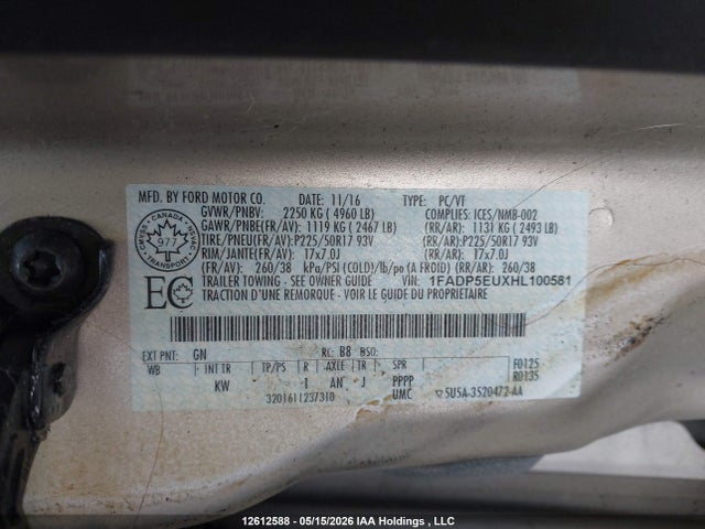 1FADP5EUXHL100581 Ford C-max Energi Se
