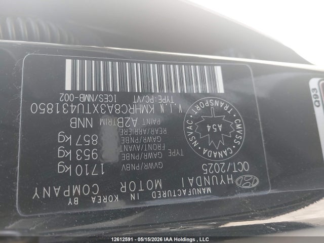 Продаж на аукціоні авто 2026 Hyundai Venue Sel, vin: KMHRC8A3XTU431850, номер лоту: 12612591