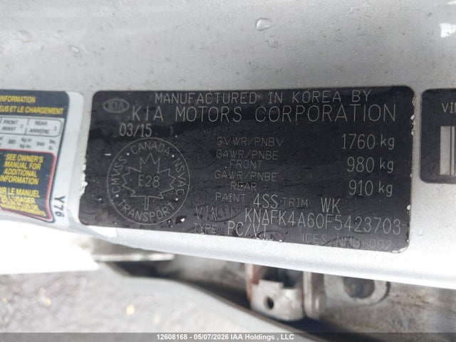KNAFK4A60F5423703 KIA Forte 1.8l Lx/1.8l Lx+/lx+ Winter Edition