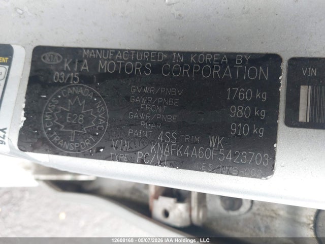 KNAFK4A60F5423703 KIA Forte 1.8l Lx/1.8l Lx+/lx+ Winter Edition