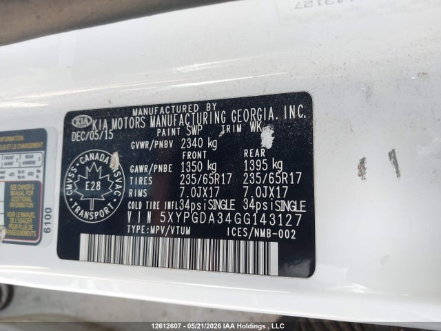 5XYPGDA34GG143127 KIA Sorento