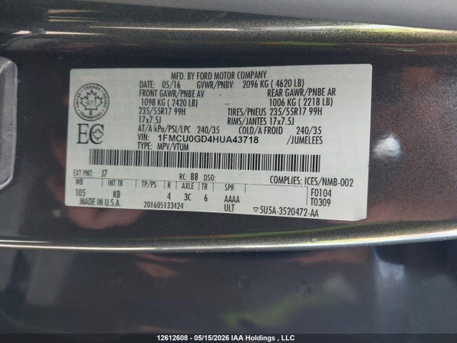 1FMCU0GD4HUA43718 Ford ESCAPE SE