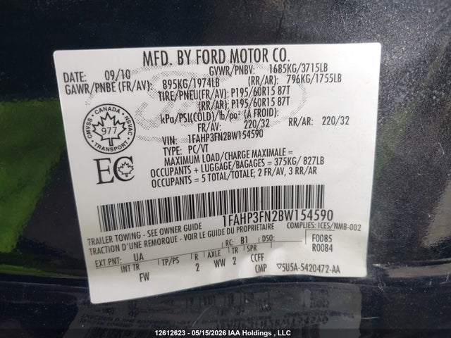 Продажа на аукционе авто 2011 Ford Focus Se, vin: 1FAHP3FN2BW154590, номер лота: 12612623