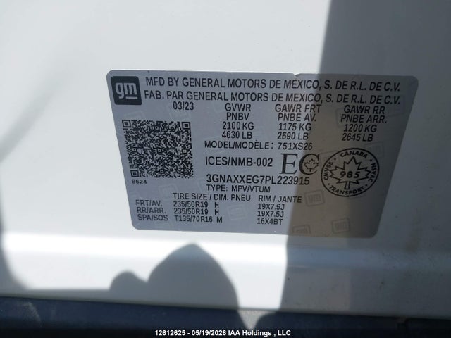 Aukcja sprzedaży 2023 Chevrolet Equinox Premier, vin: 3GNAXXEG7PL223915, numer aukcji: 12612625