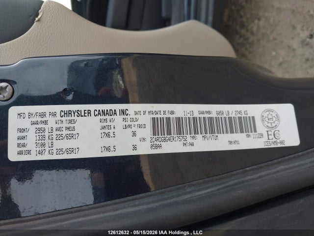 Продажа на аукционе авто 2014 Dodge Grand Caravan Se, vin: 2C4RDGBG4ER175752, номер лота: 12612632