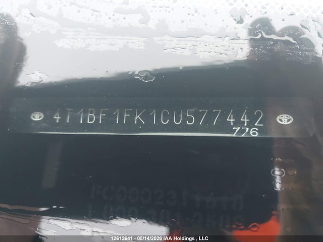 12612641 :رقم المزاد ، 4T1BF1FK1CU577442 vin ، 2012 Toyota Camry Se مزاد بيع