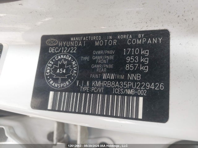12612663 :رقم المزاد ، KMHRB8A35PU229426 vin ، 2023 Hyundai Venue Essential مزاد بيع