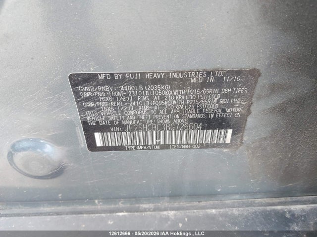 Aukcja sprzedaży 2011 Subaru Forester 2.5 X, vin: JF2SHCBC3BG726604, numer aukcji: 12612666