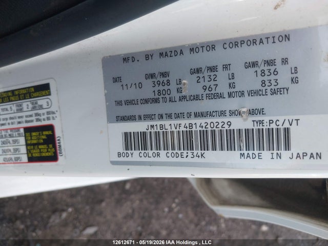 Auction sale of the 2011 Mazda 3 I, vin: JM1BL1VF4B1420229, lot number: 12612671