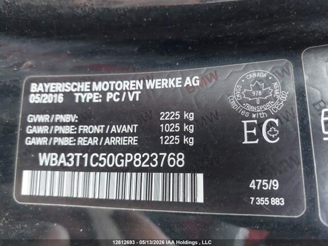 2016 Bmw 428 Xi Sulev მანქანა იყიდება აუქციონზე, vin: WBA3T1C50GP823768, აუქციონის ნომერი: 12612693