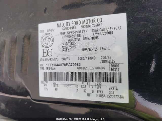 Продажа на аукционе авто 2008 Ford Ranger Super Cab, vin: 1FTYR44U78PA70983, номер лота: 12612694