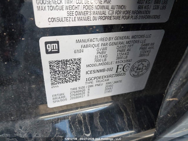 2024 Chevrolet Silverado 1500 Rst მანქანა იყიდება აუქციონზე, vin: 1GCPDEEK6RZ388435, აუქციონის ნომერი: 12612706