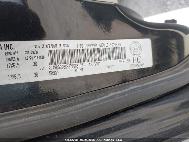 Dodge Grand Caravan Se/sxt 2016 2C4RDGBG0GR271669 Image 9