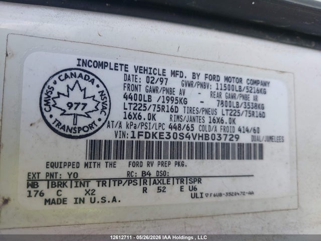 Auction sale of the 1997 Ford E-series, vin: 1FDKE30S4VHB03729, lot number: 12612711