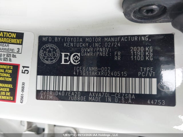4T1G11AKXRU240515 Toyota Camry Se Night Shade/se