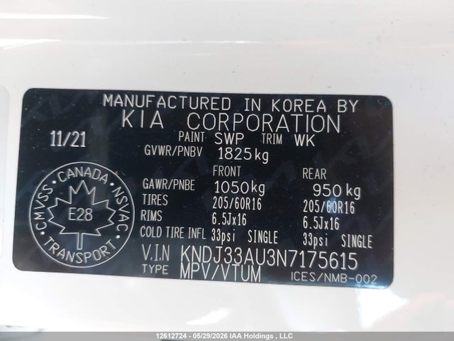 2022 Kia Soul Ex/ex Premium/ex+/gt-line Limited მანქანა იყიდება აუქციონზე, vin: KNDJ33AU3N7175615, აუქციონის ნომერი: 12612724