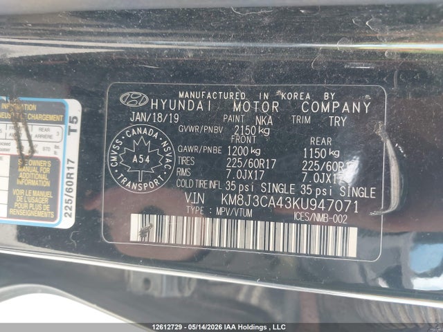 KM8J3CA43KU947071 Hyundai Tucson Preferred