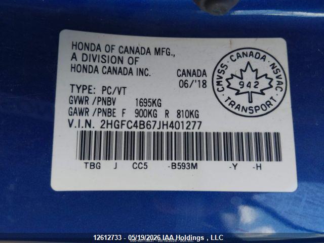 Aukcja sprzedaży 2018 Honda Civic Lx, vin: 2HGFC4B67JH401277, numer aukcji: 12612733