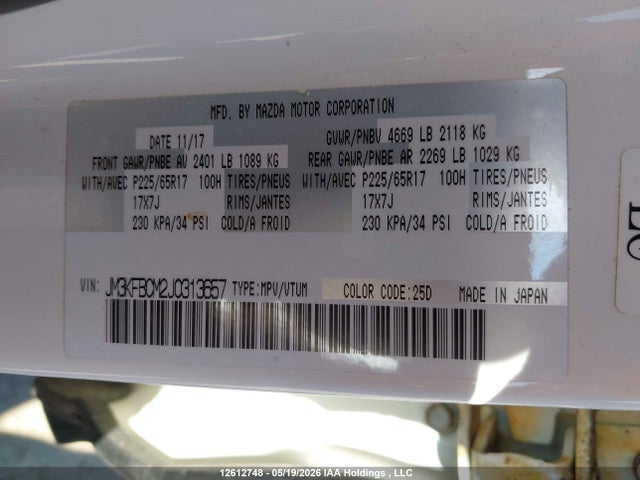 Auction sale of the 2018 Mazda Cx-5 Gs, vin: JM3KFBCM2J0313657, lot number: 12612748
