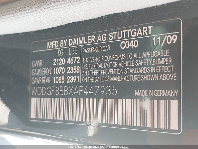 2010 Mercedes-benz C 300 4matic მანქანა იყიდება აუქციონზე, vin: WDDGF8BBXAF447935, აუქციონის ნომერი: 12612752