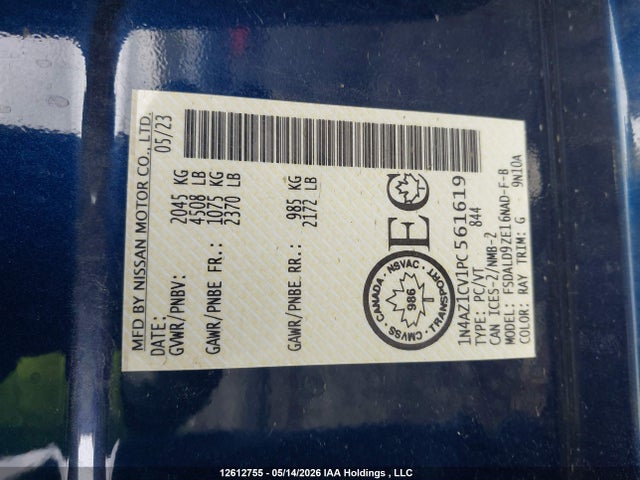 Auction sale of the 2023 Nissan Leaf Sv, vin: 1N4AZ1CV1PC561619, lot number: 12612755