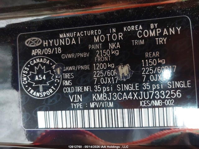 KM8J3CA4XJU733256 Hyundai Tucson