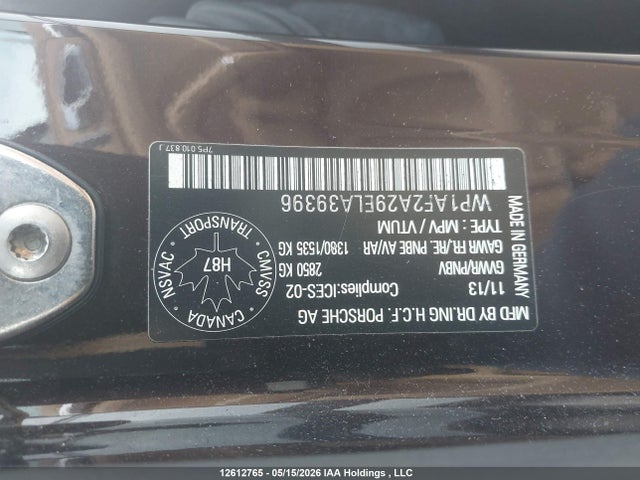 WP1AF2A29ELA39396 Porsche Cayenne Diesel/diesel Platinum Edition