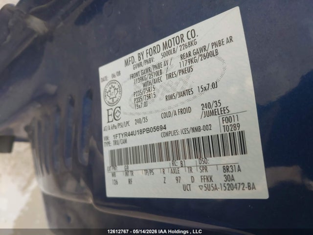 Aukcja sprzedaży 2008 Ford Ranger Super Cab, vin: 1FTYR44U18PB05694, numer aukcji: 12612767