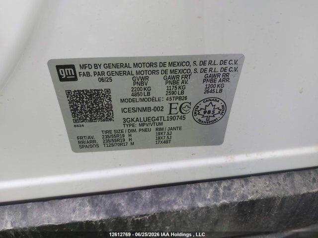 Продажа на аукционе авто 2026 Gmc Terrain Elevation, vin: 3GKALUEG4TL190745, номер лота: 12612769