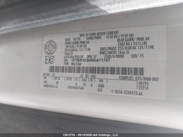 Ford Transit T-250 2024 1FTBR1C84RKA71757 Image 16