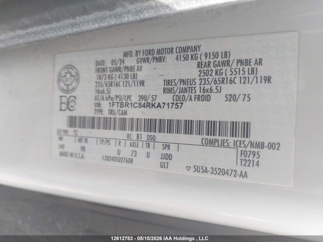 Ford Transit T-250 2024 1FTBR1C84RKA71757 Image 9