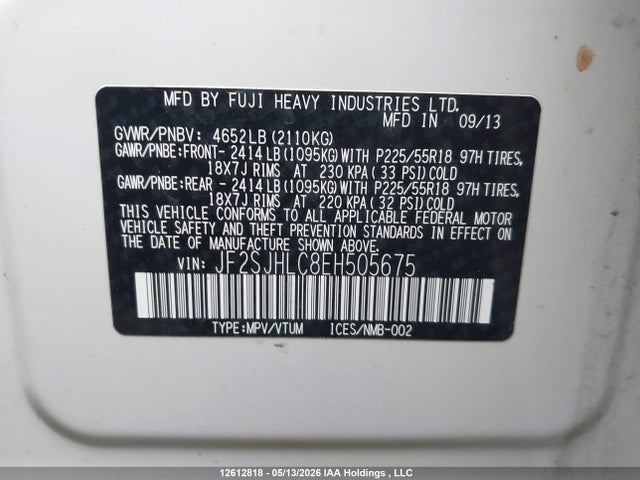 Aukcja sprzedaży 2014 Subaru Forester 2.0xt Touring, vin: JF2SJHLC8EH505675, numer aukcji: 12612818