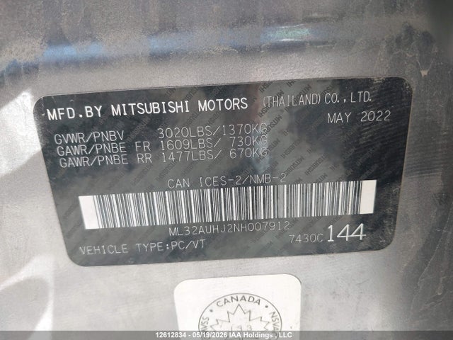 ML32AUHJ2NH007912 Mitsubishi Mirage Es/le