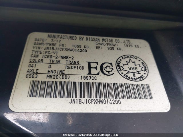 JN1BJ1CPXHW014200 Nissan Qashqai S/sv