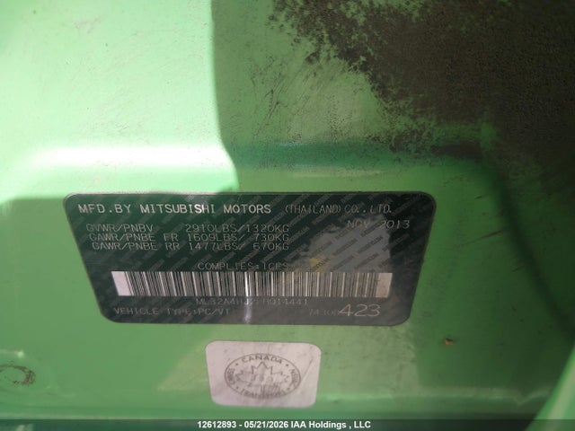Продажа на аукционе авто 2014 Mitsubishi Mirage Es, vin: ML32A4HJ2EH014441, номер лота: 12612893