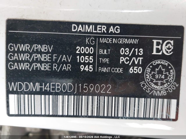 Продаж на аукціоні авто 2013 Mercedes-benz B250, vin: WDDMH4EB0DJ159022, номер лоту: 12612895
