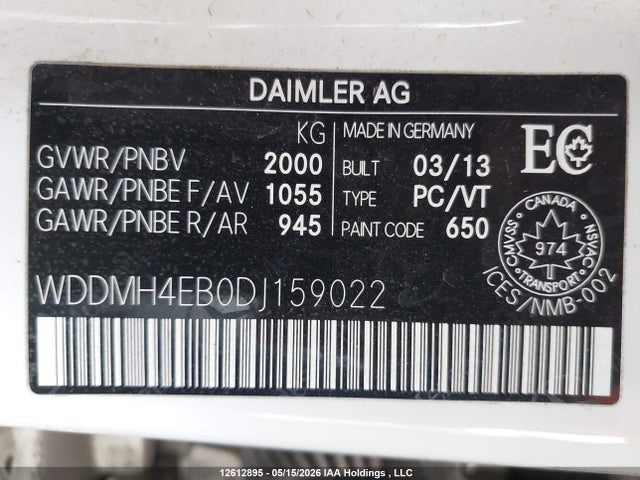 Продаж на аукціоні авто 2013 Mercedes-benz B250, vin: WDDMH4EB0DJ159022, номер лоту: 12612895