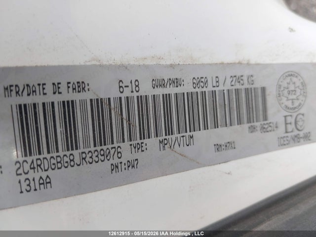 2C4RDGBG8JR339076 Dodge Grand Caravan Se