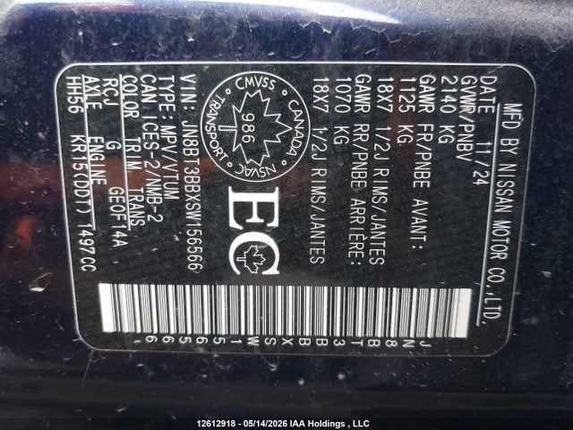 JN8BT3BBXSW156566 Nissan Rogue Sv/rock Creek