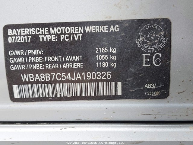 Продажа на аукционе авто 2018 Bmw 340 Xi, vin: WBA8B7C54JA190326, номер лота: 12612957