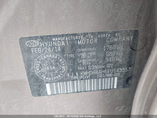 KMHDH4AH6EU143357 Hyundai Elantra Limited
