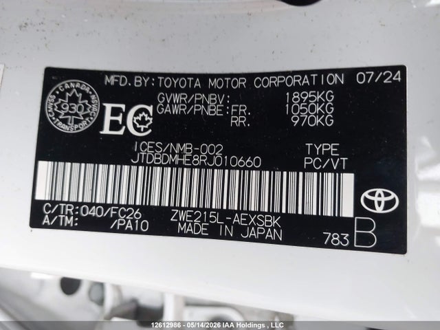 JTDBDMHE8RJ010660 Toyota Corolla Le/se/night Shade