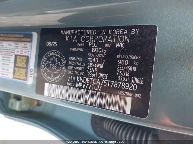 12612992 :رقم المزاد ، KNDETCA75T7878920 vin ، 2026 Kia Seltos Sx مزاد بيع