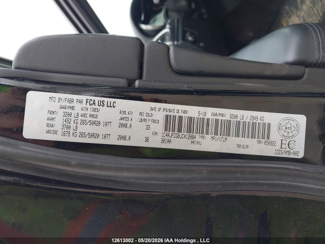 Aukcja sprzedaży 2018 Jeep Grand Cherokee, vin: 1C4RJFCG8JC412084, numer aukcji: 12613002