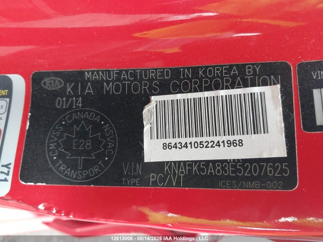2014 Kia Forte 2.0l Ex/2.0l Lx+ მანქანა იყიდება აუქციონზე, vin: KNAFK5A83E5207625, აუქციონის ნომერი: 12613006