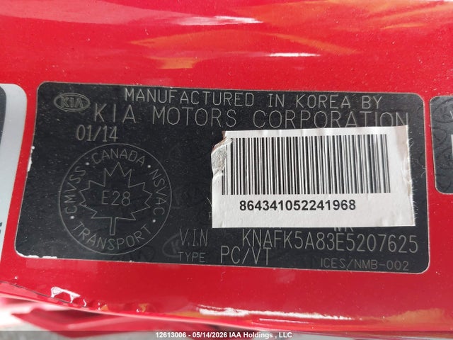 2014 Kia Forte 2.0l Ex/2.0l Lx+ მანქანა იყიდება აუქციონზე, vin: KNAFK5A83E5207625, აუქციონის ნომერი: 12613006